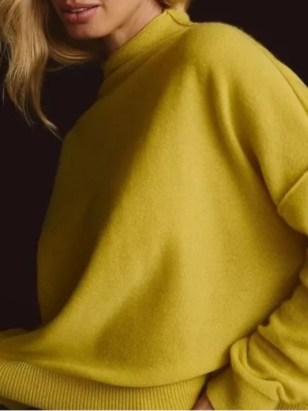 Pilcro Anthropologie Alani Mockneck 100% Cashmere Sweater Yellow Medium